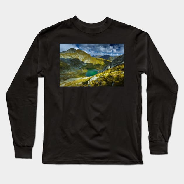 Romanian Carpathians and glacial lake Capra Long Sleeve T-Shirt by naturalis